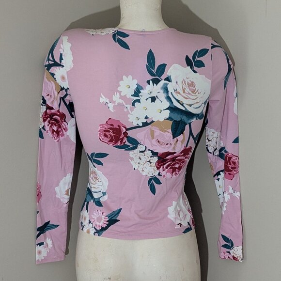 Guess Long Sleeve Zelda Top Freesia Pink XS NEW Cutout - Picture 3 of 6